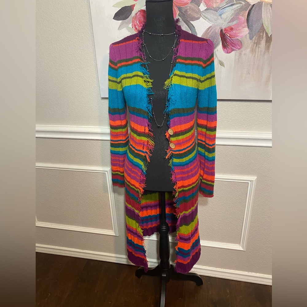 Multicolor Striped Women's Cardigan || Size 14 (see measurements in description) - Picture 11 of 11